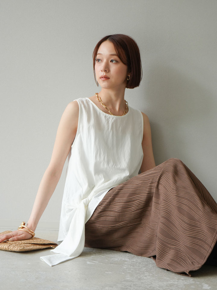 [SET] 前裹式無袖上衣+波浪滾邊緊身裙（2套）