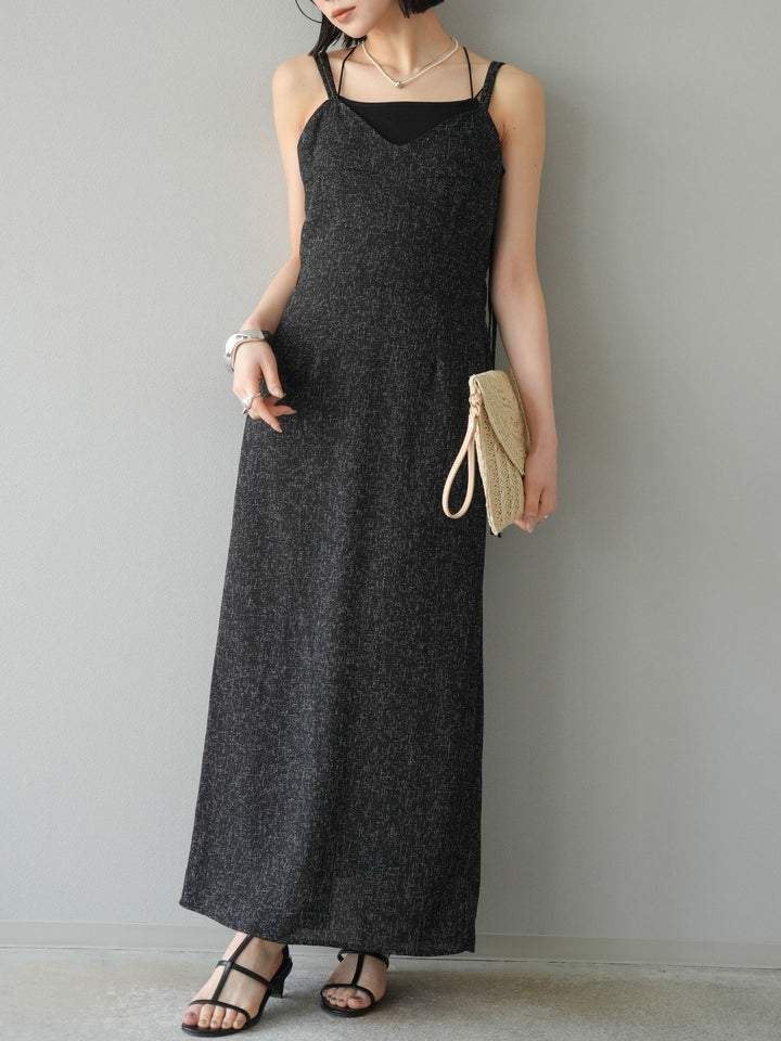 [預購] 夏季粗花呢露背吊帶洋裝/黑色