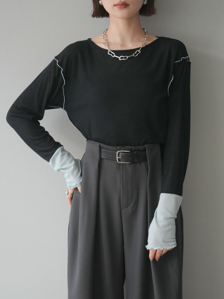 [SET]配色メロウトップス+配色メロウトップス(2set)