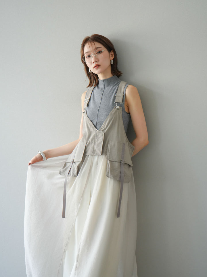 [予約]タクティカルベストオーガンザワンピース/グレージュ