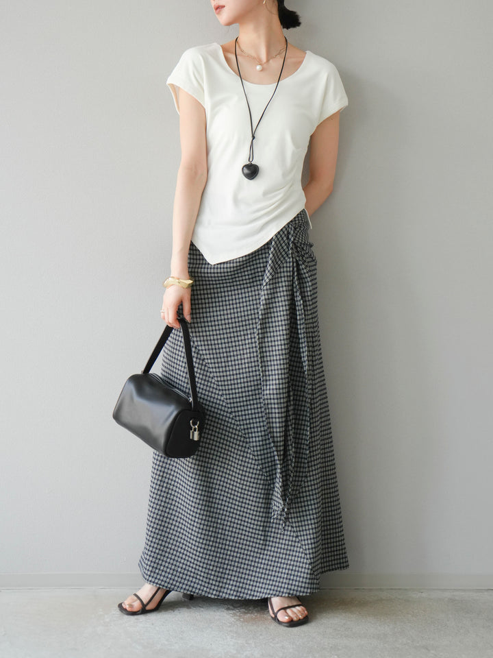 [予約]サイド巻きツイルスカート/チェック