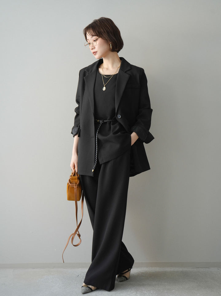 [SET]ベルト付ノースリーブトップス＆ワイドパンツSETUP