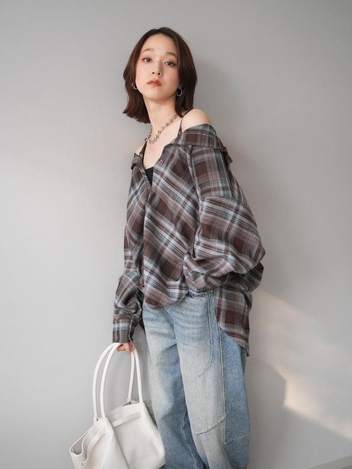 [予約]マルチウェイチェックシャツ/brownblue