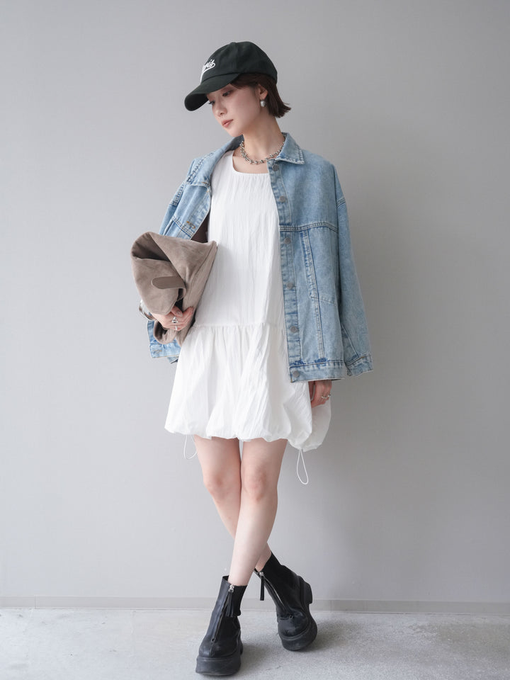 [予約]ドロストバルーンミニワンピース/white