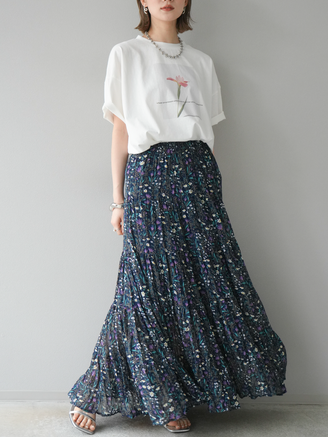 [予約]フラワーフォトビッグTシャツ/オフ2