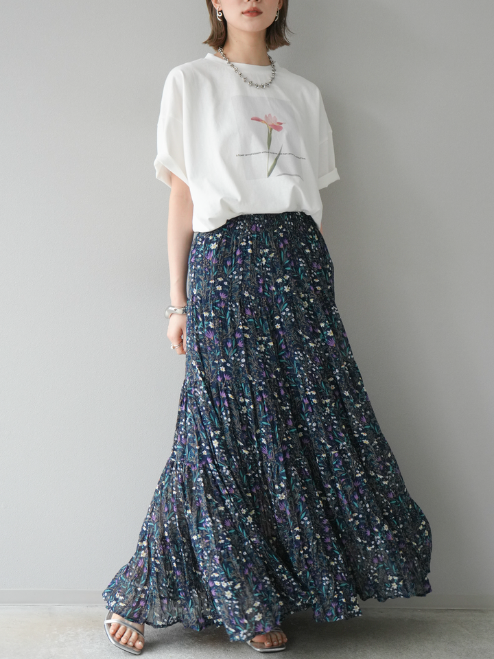 [予約]フラワーフォトビッグTシャツ/オフ2