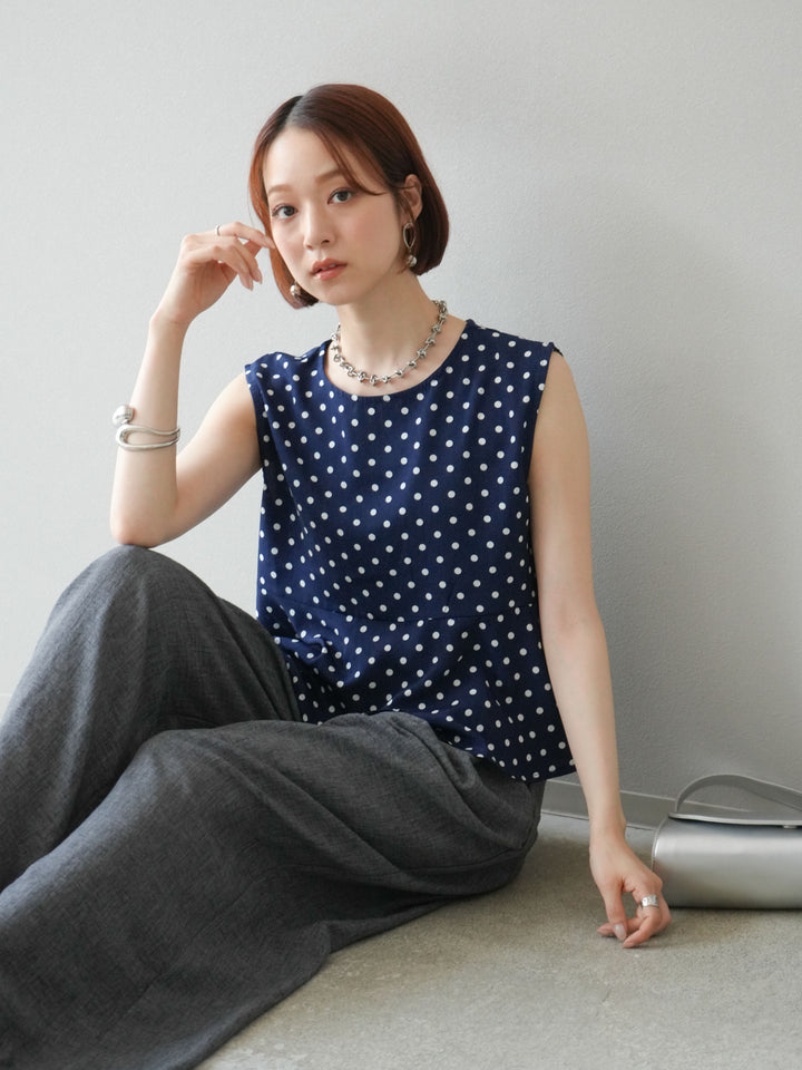[予約]ドットぺプラムトップス/ネイビー