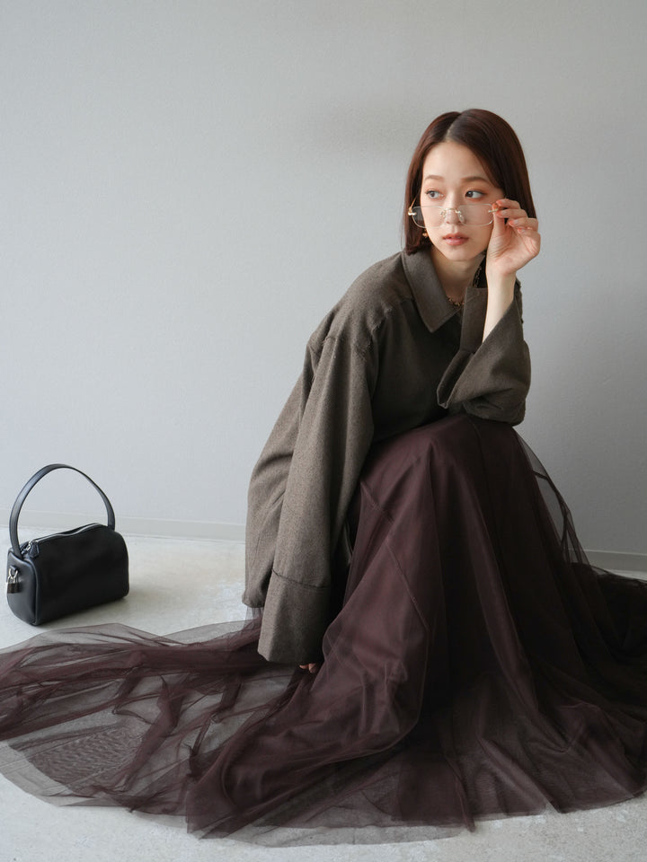 [予約]ネップオーバーシャツ/ブラウン