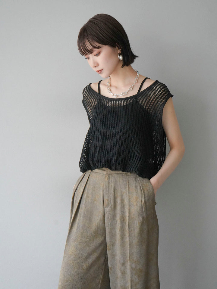 [Pre-order] Mesh knit balloon top/black