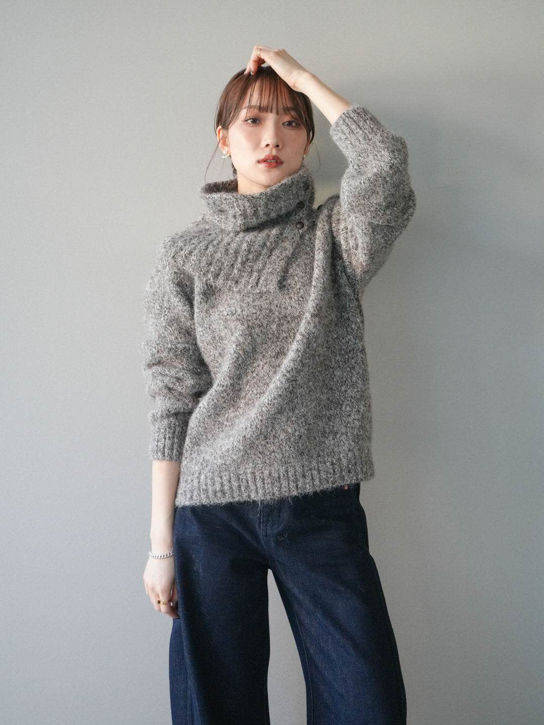 [予約]ネック付MIXニットアンサンブル/brown