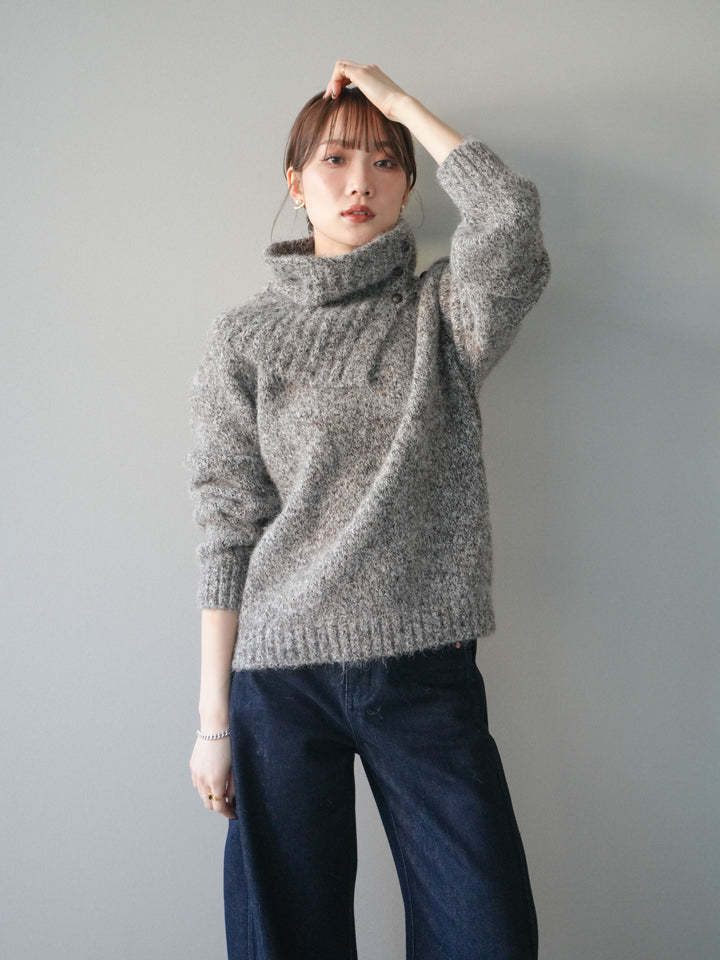 [予約]ネック付MIXニットアンサンブル/brown