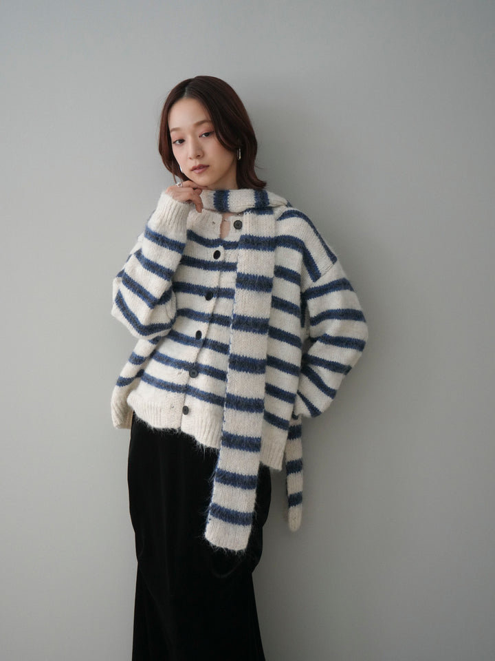 [SET]ボウタイ付きボーダーニットプルオーバー+ボウタイ付きボーダーニットプルオーバー(2set)