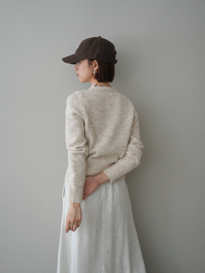 [SET]レースネックコンパクトニットカーディガン+選べるアクセセット(2set)