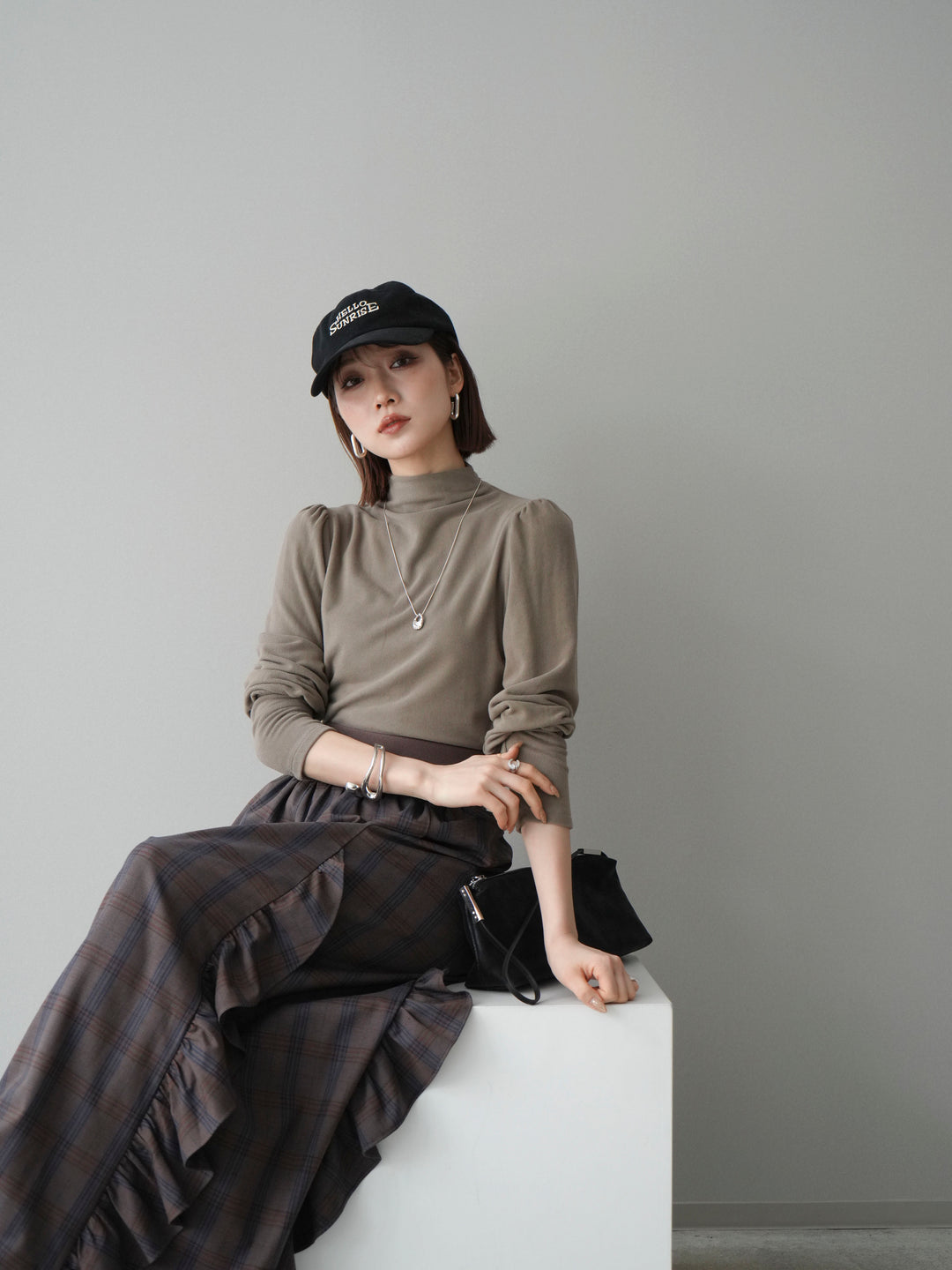 [SET]プチネックパワーショルダー起毛トップス+プチネックパワーショルダー起毛トップス(2set)