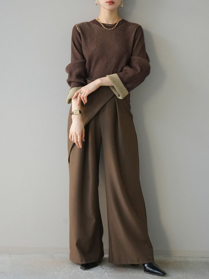 [套裝] 雙面配色羅紋針織套頭衫 + 可選飾品套裝（2 套）