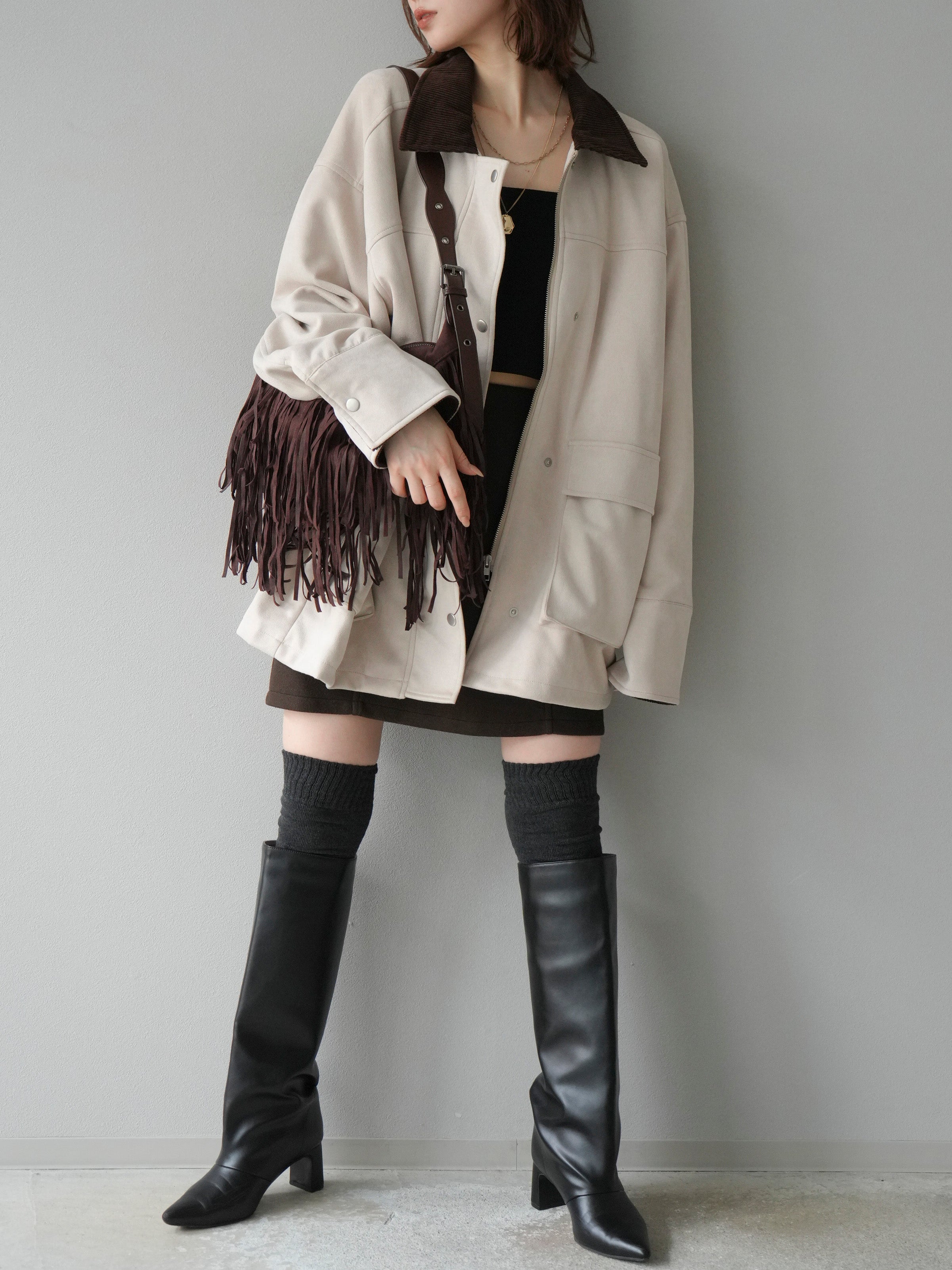 20%OFF]コーデュロイ襟スウェードミドルジャケット /エクリュ – Lumier