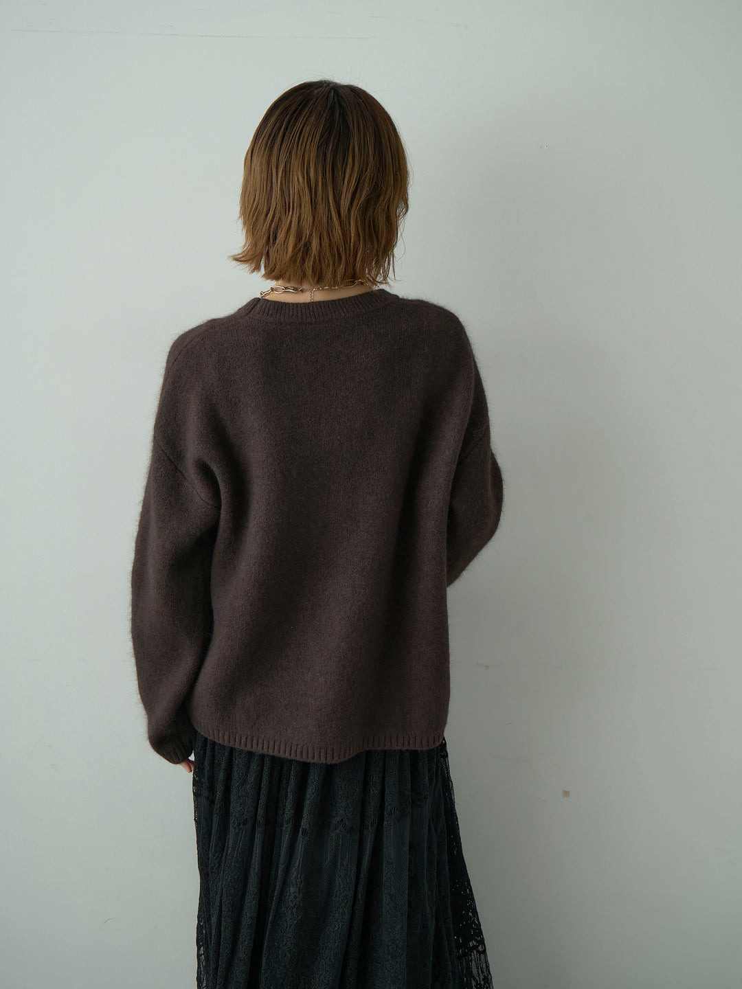 [予約]ソフトシャギークルーネックプルオーバー/brown