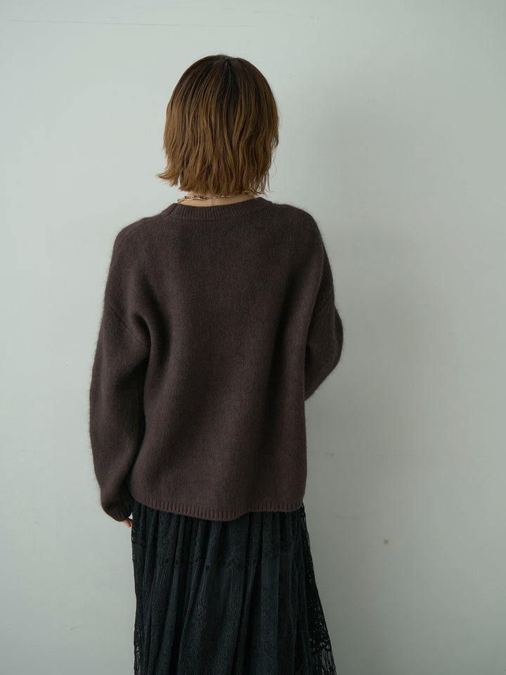 [予約]ソフトシャギークルーネックプルオーバー/brown