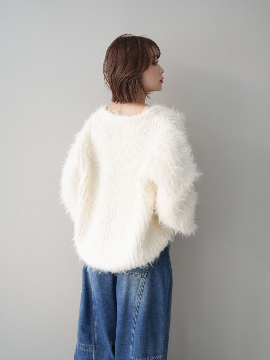 [SET]シャギーオーバーニットカーディガン+選べるアクセセット(2set)