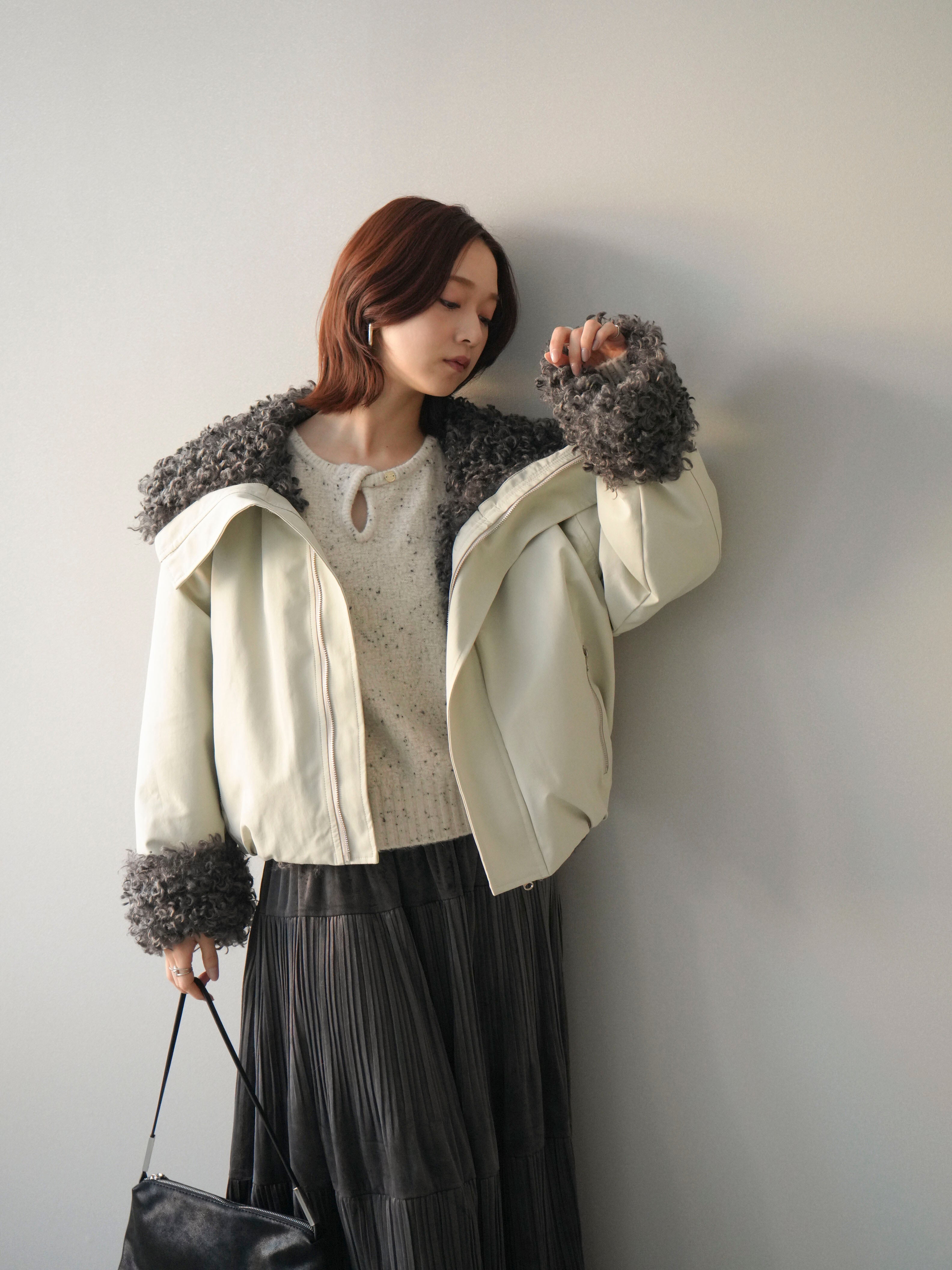 美品✨ルネ　パール付きジャケット　フード　ふわふわウール生地　フード　黒　Ｌ 5345250051-010_MAIN.jpg?v=