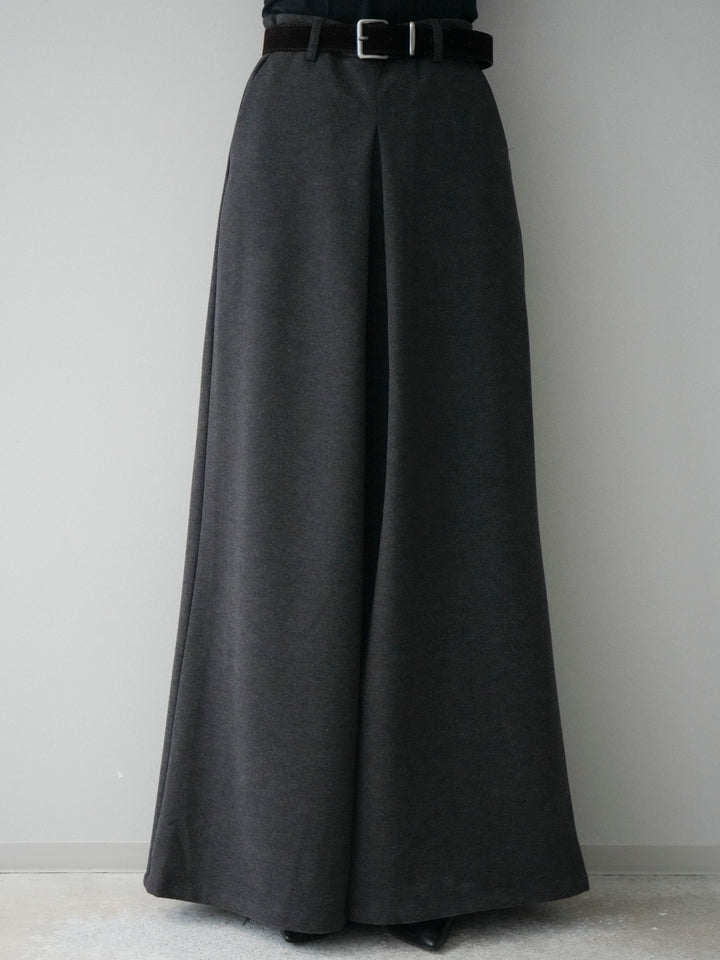 [予約]ベルト付きフロントタックワイドパンツ/charcoal