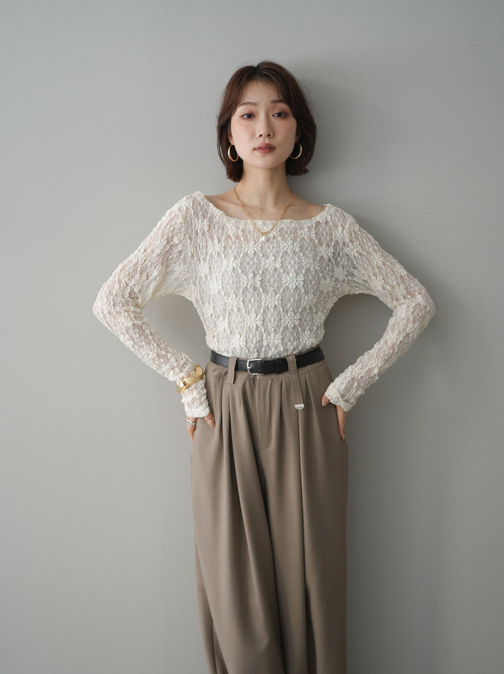 [SET]サイドギャザーレーストップス+サイドギャザーレーストップス(2set)