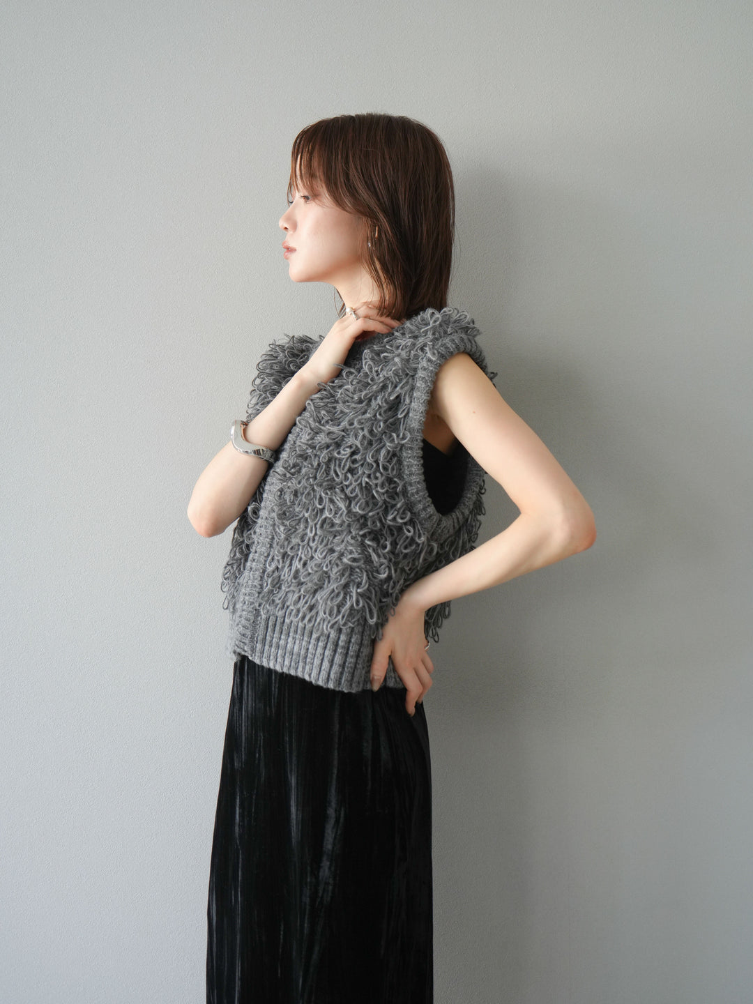 [予約]ループデザインホックベスト /チャコール