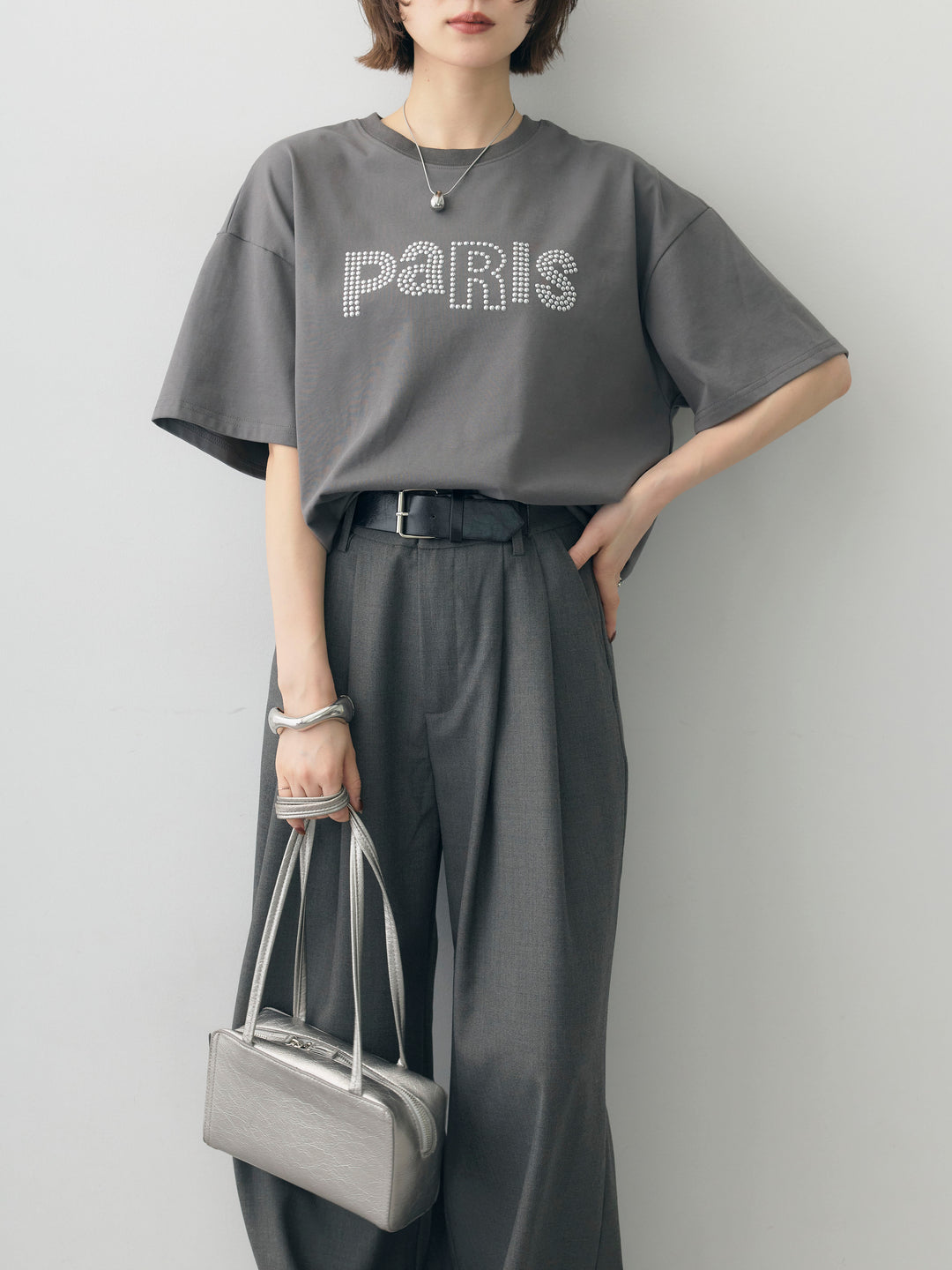 [予約]スタッズロゴTEE/gray