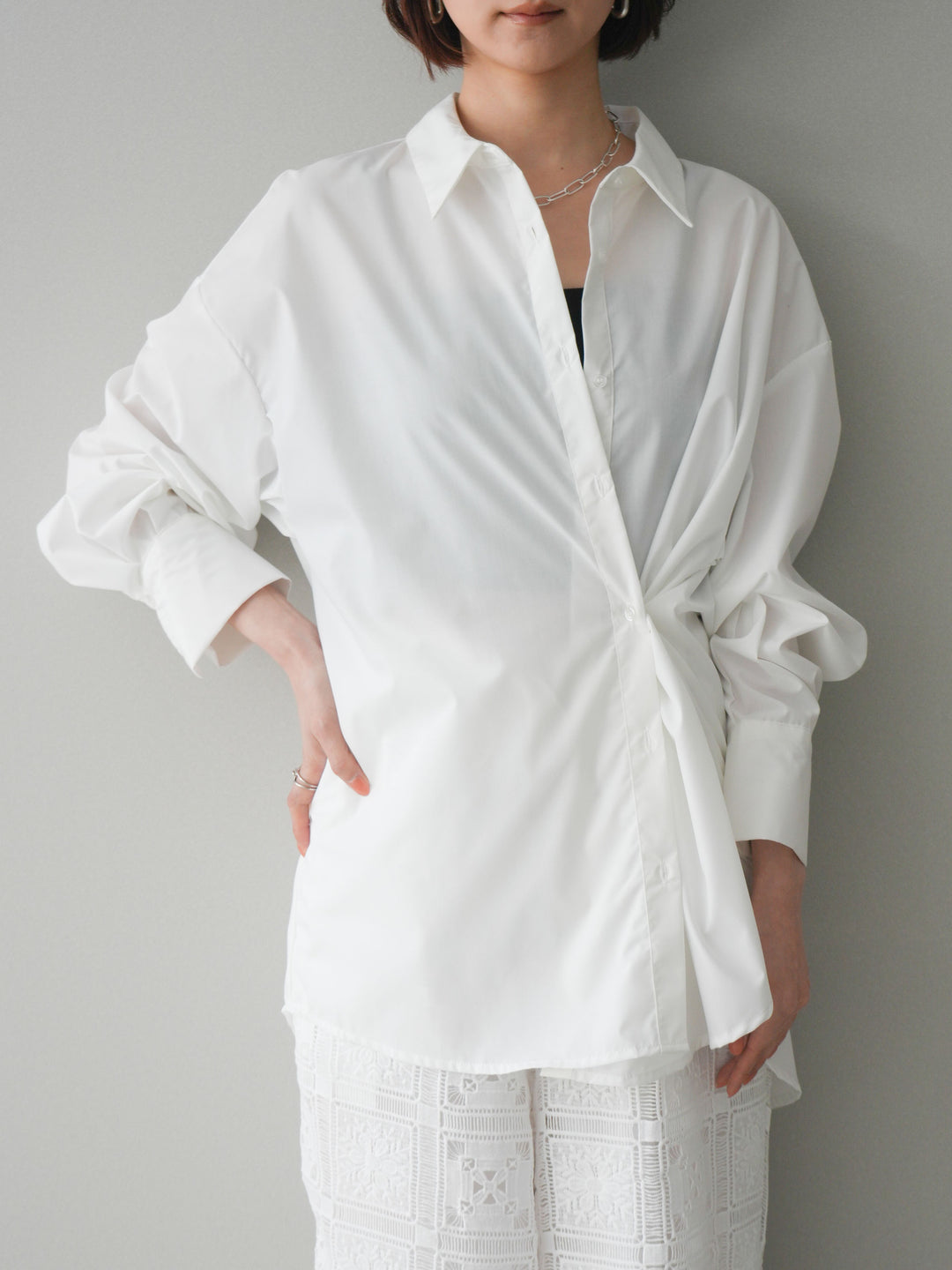 [予約]2wayベーシックルーズシャツ/white