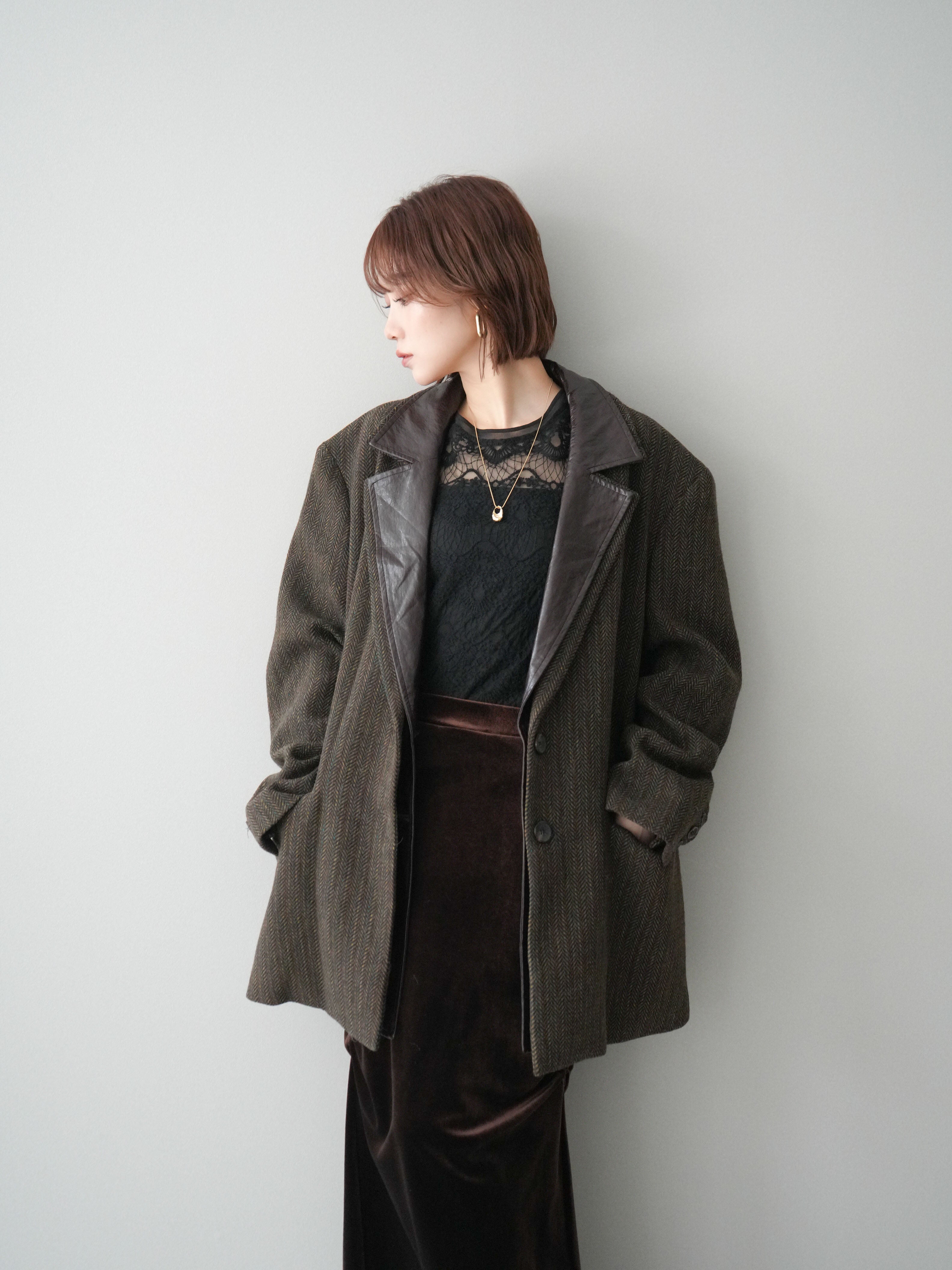 予約]レイヤードデザインツイードテーラードジャケット/brown – Lumier