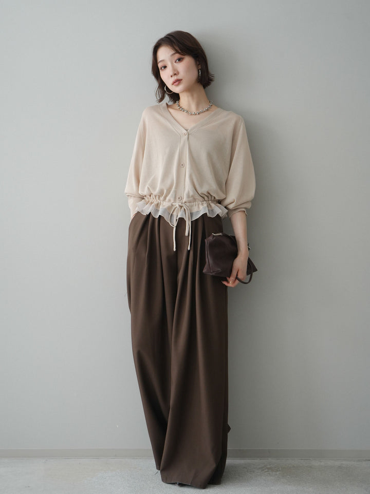 [予約]ダブルバックルベルト付ワイドパンツ/mocha