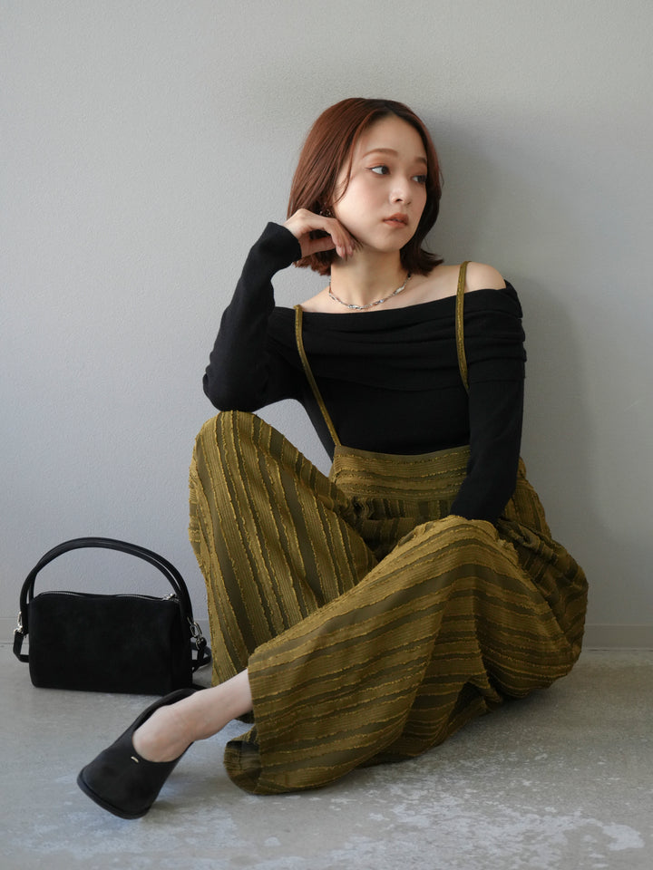 [予約]オフショルニットプルオーバー/ブラック