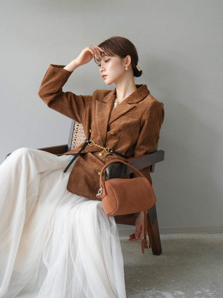 予約]ベロアダブルジャケット/キャメル – Lumier