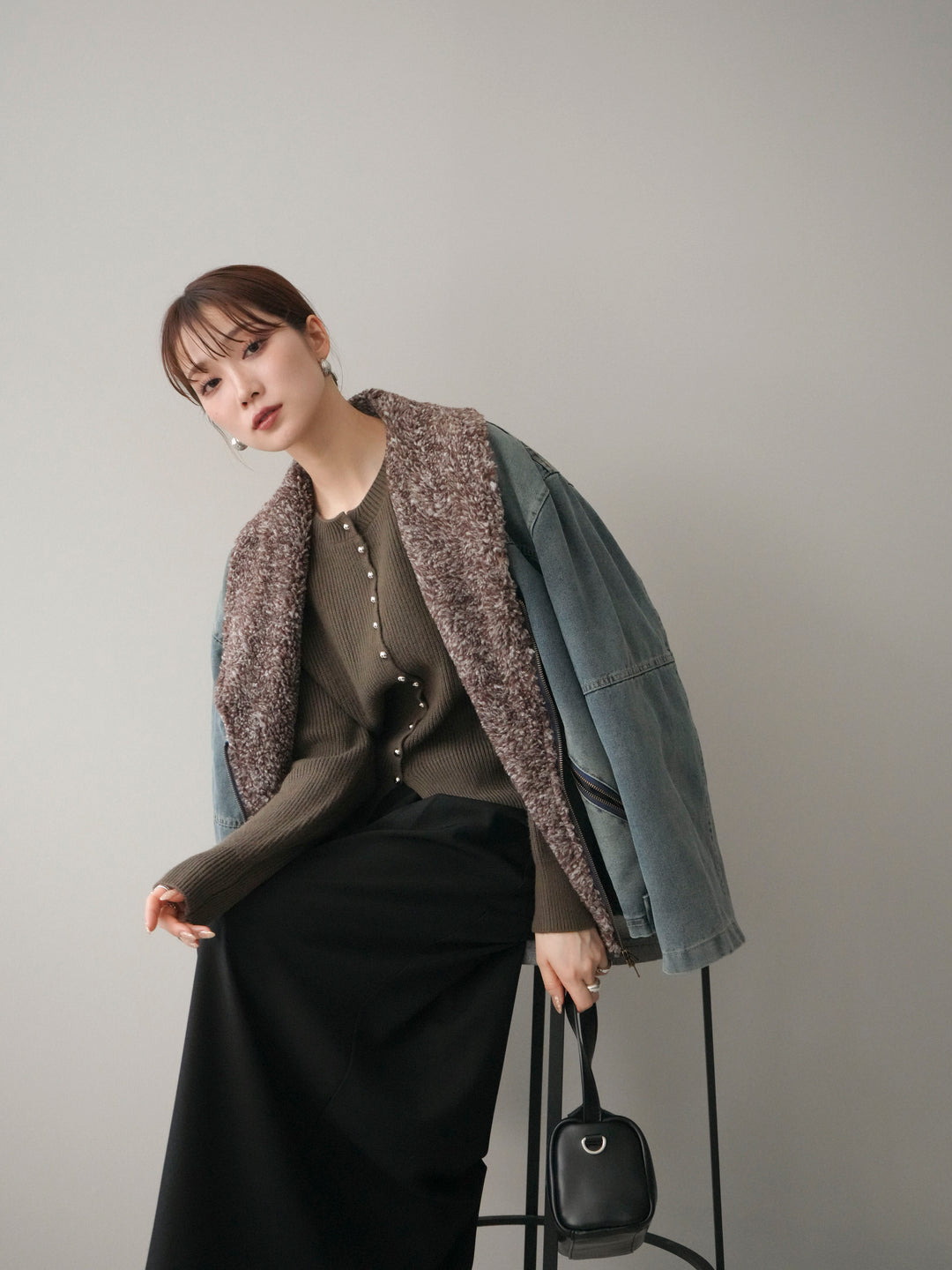 [予約]ミックスボアデニムジャケット/blue