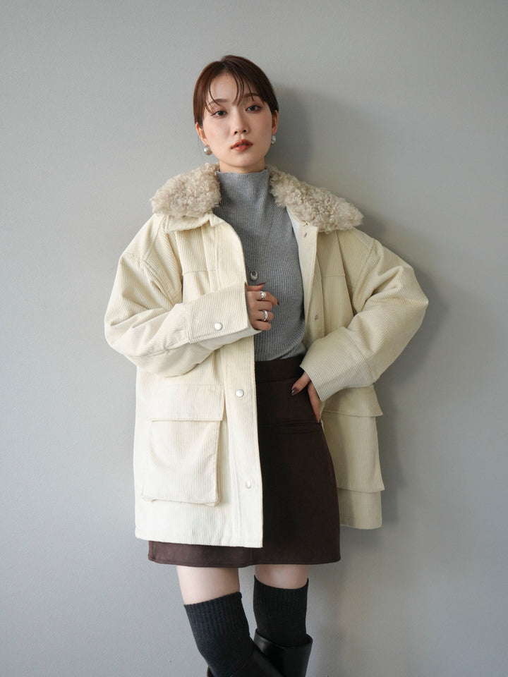 [予約]コーデュロイボア襟フライトジャケット/エクリュ