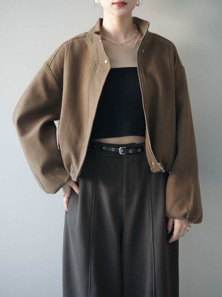 [予約]タックデザインジップブルゾン/brown