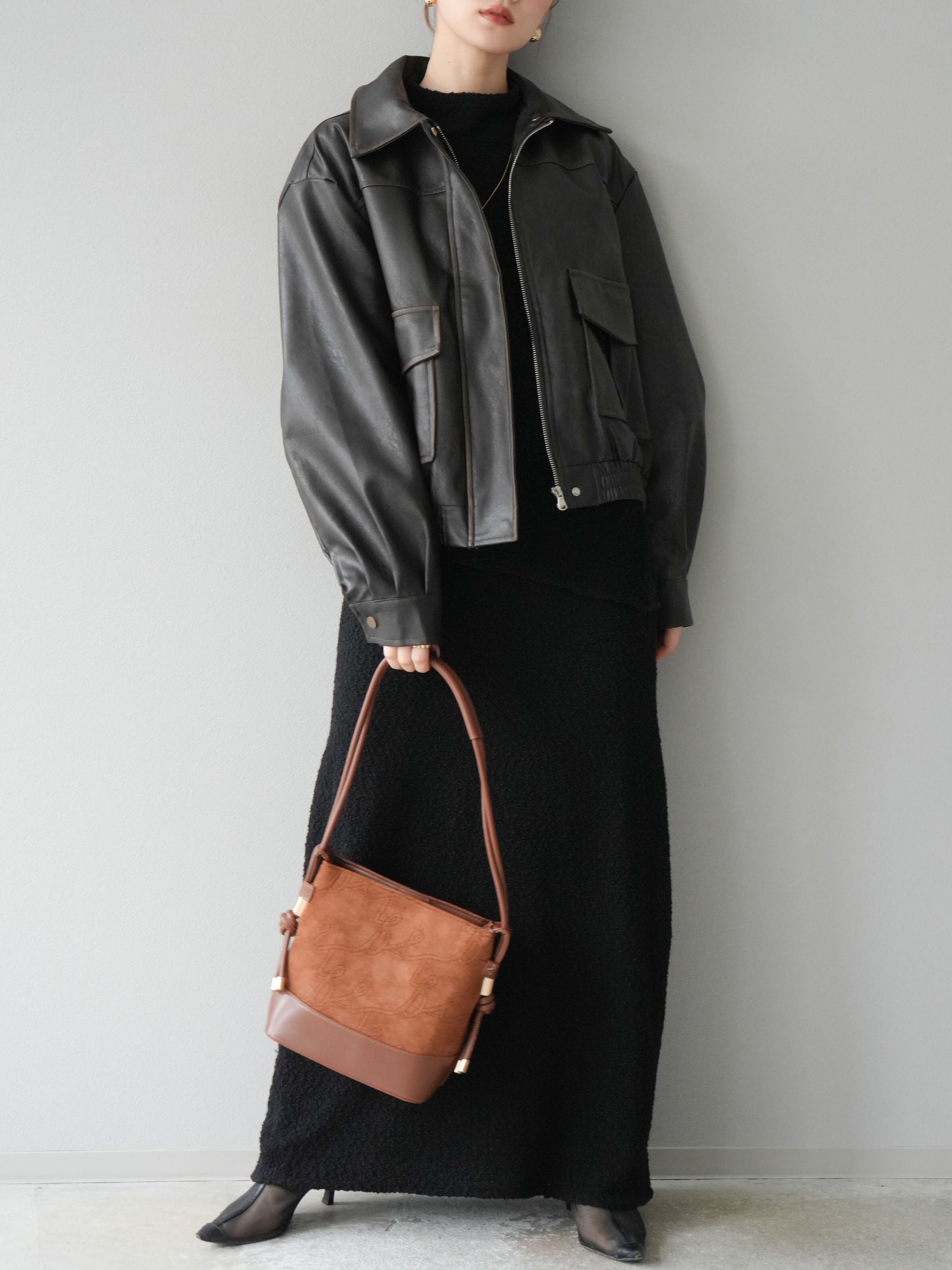 予約]ヴィンテージレザーブルゾン/ブラウン – Lumier