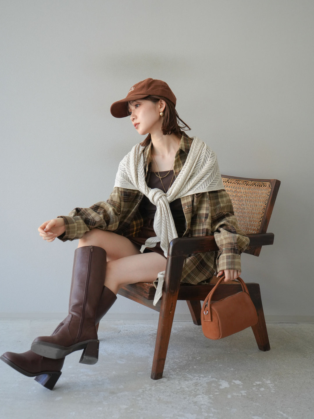 [予約]起毛チェックオーバーシャツ/ベージュ