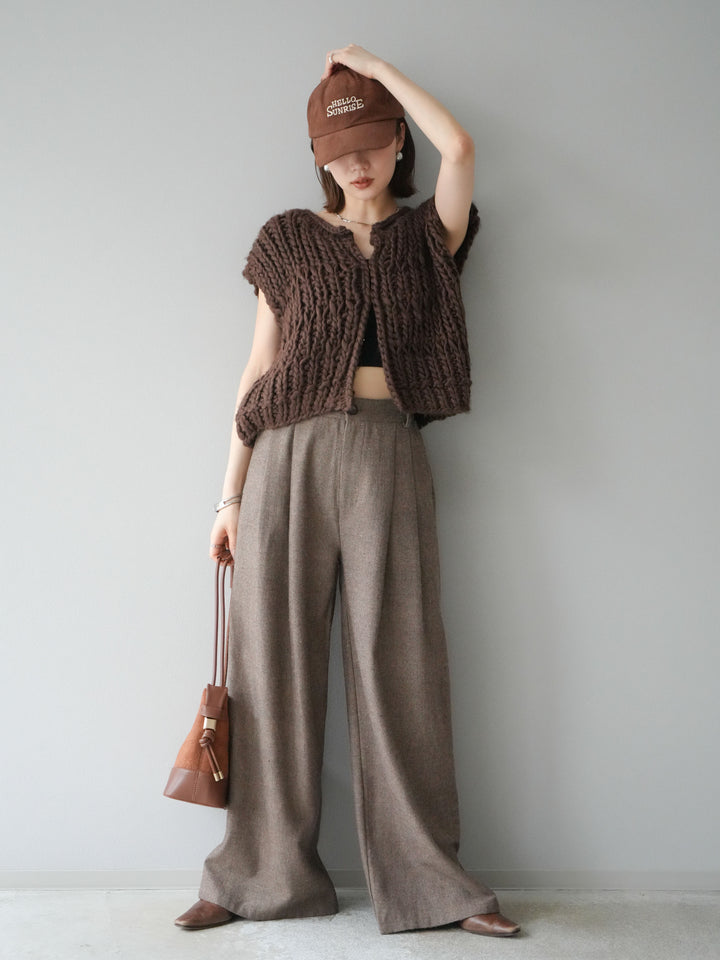 [予約]ハンドニットローピングベスト/ブラウン