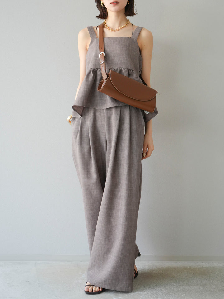 [SET]リネンライクビスチェ+リネンライクイージーワイドパンツ(2set)