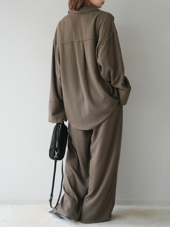 [予約]ネップワイドパンツ/ブラウン