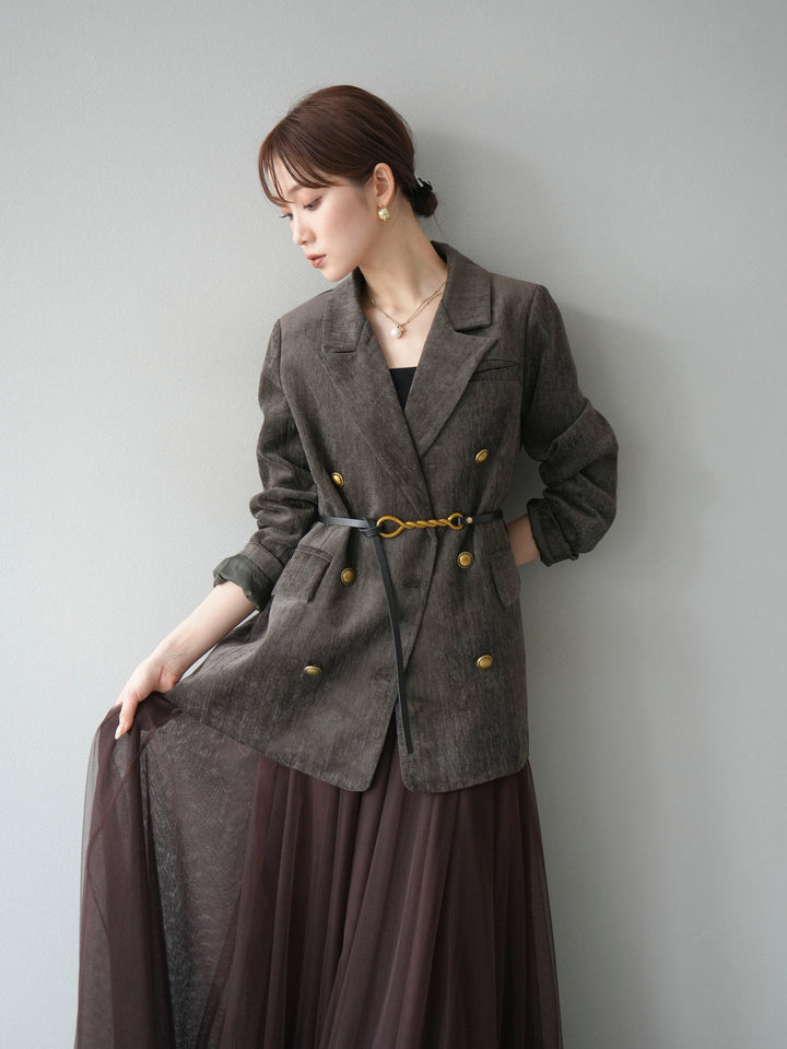 [SET]ベロアダブルジャケット+チュールボリュームスカート(2set)