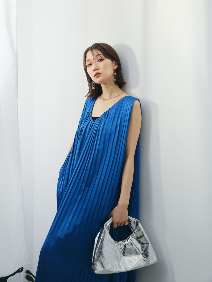 [SET] 緞面褶皺V領洋裝 + 緞面褶皺V領洋裝 (2set)