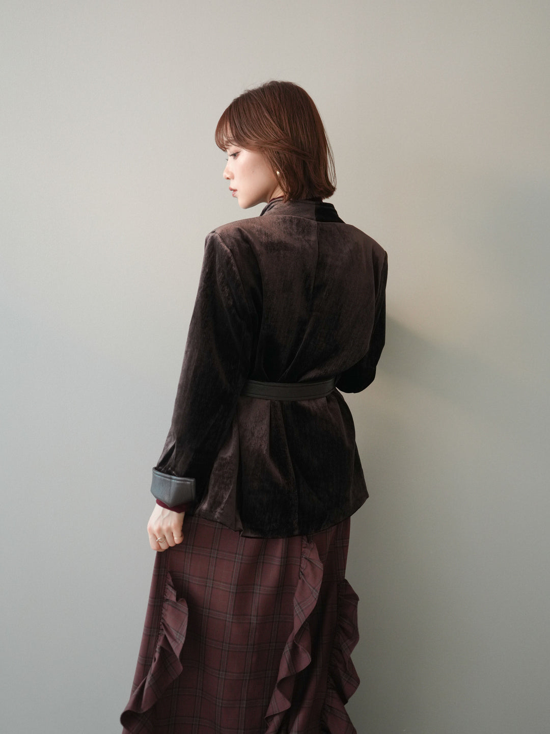 [20%オフ]ベロアガウンジャケット/brown