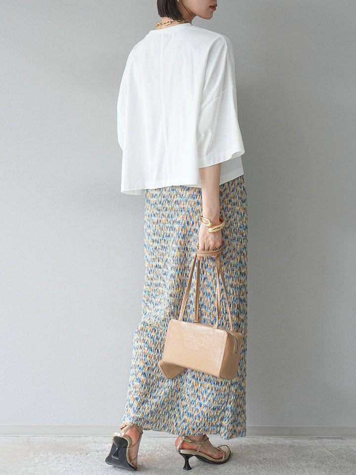 [予約]マルチカラーランダムプリーツタイトスカート/イエロー