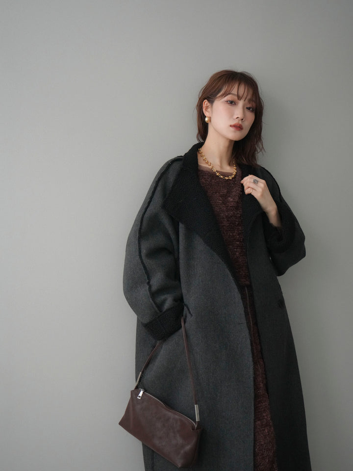 [予約]アウトシーム裏ボアコート/black