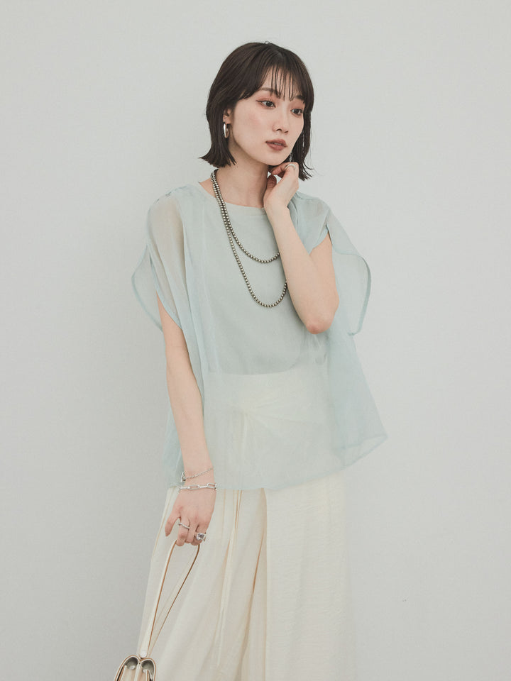 [予約]コンパクトスムースシアーレイヤードトップス/ミント