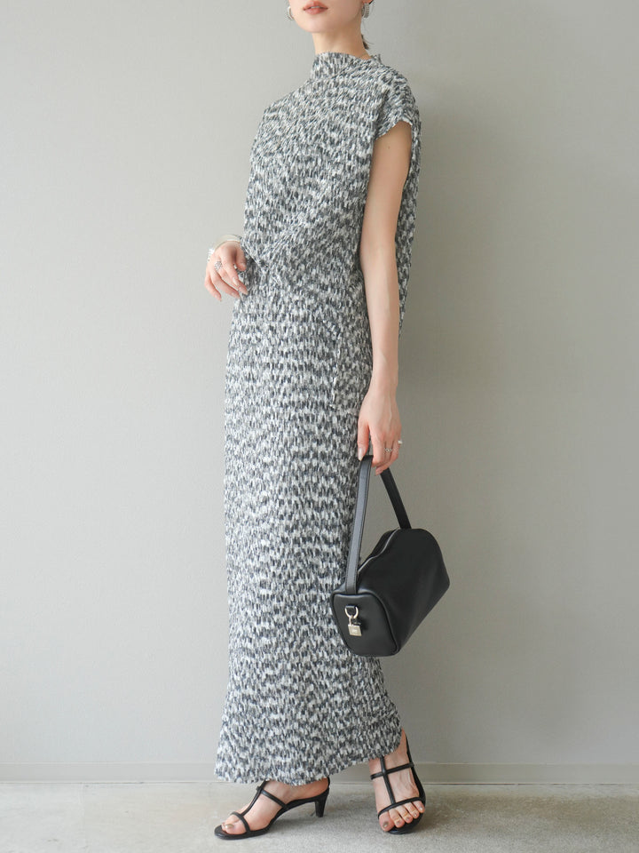 [予約]マルチカラーランダムプリーツタイトスカート/ブラック