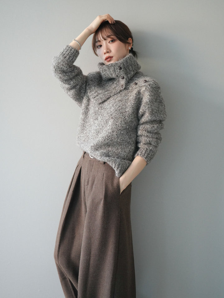 [予約]ネック付MIXニットアンサンブル/brown