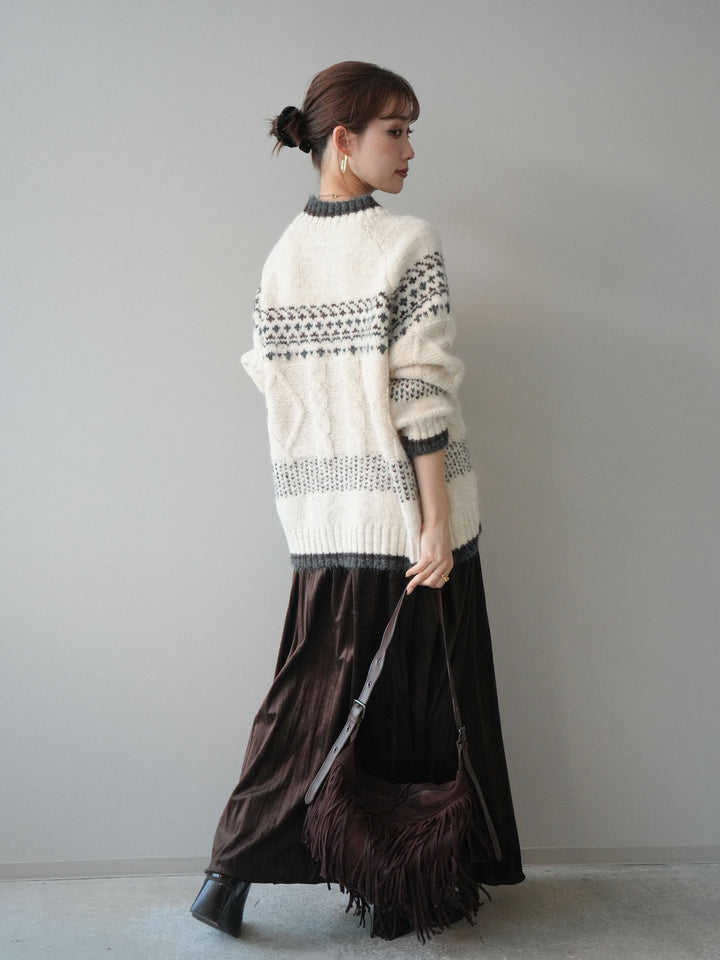 [予約]ワッシャーベロアプリーツスカート/brown